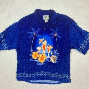 Big Dogs Kids Blue Hawaiian Button Down Shirt